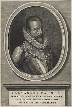 De hertog van Parma. Anonieme gravure, 17e eeuw. Collectie West-Brabants Archief.