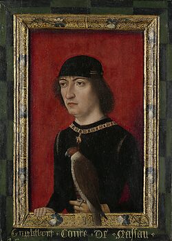 Engelbrecht II van Nassau, heer van Breda, met een valk op zijn linkerhand