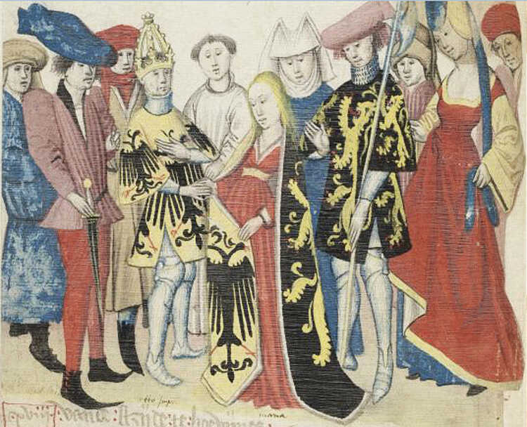 Het huwelijk tussen Otto IV en Maria van Leuven in het boek Brabantse Yeesten..jpg