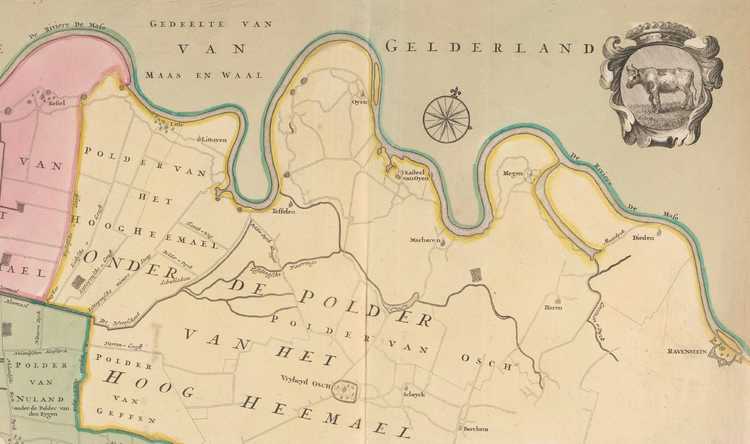 Kaart van de polders in het kwartier Maasland (1775) Uitsnede Oss