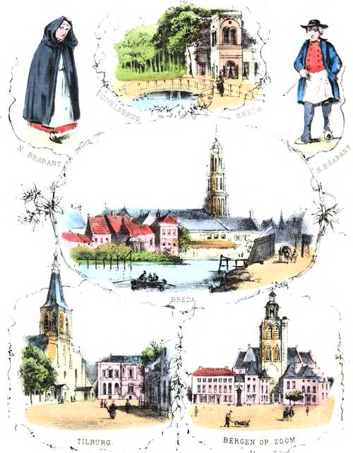 Prent bij Noord-Brabant uit het schoolboek van G. van Sandwijk (1865)