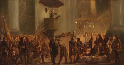 ANNO 1674. DE PLECHTIGE DANKDIENST NA DE INNEMING VAN GRAVE, Jacob de Vos, Amsterdam Museum