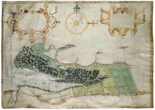 Kaart van de Biesbosch bij Geertruidenberg uit 1562 door Jacob en Pieter Sluyter. (Bron: Nationaal Archief)