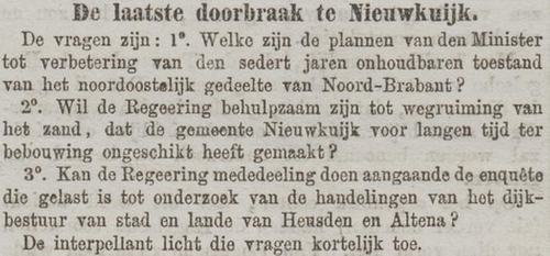 Kamervragen Nieuwkuijk (Bron: Algemeen Handelsblad, 23-03-1881, Delpher Kranten)
