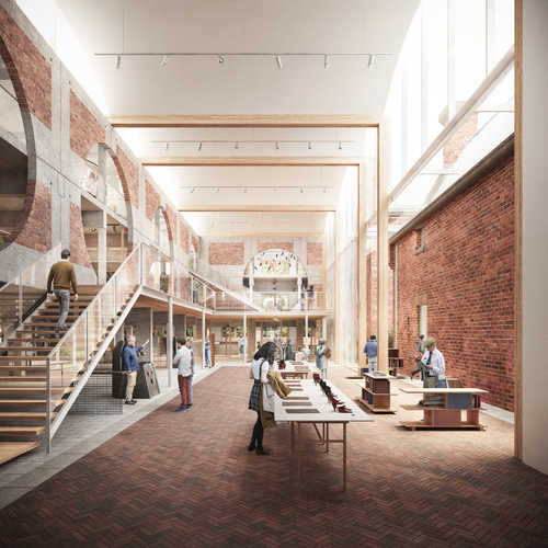 Een impressie van het nieuwe interieur van het Leder en Schoenenmuseum Waalwijk (Bron: