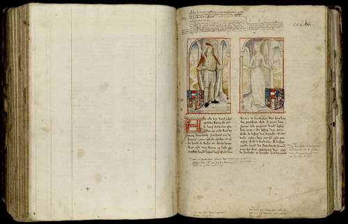 Maximiliaan van Oostenrijk en Maria van Bourgondië in de Excellente Cronike van Vlaenderen (ca. 1485)  (c) Douai, Bibliothèque Municipale, hs. 1110, fol. 357r