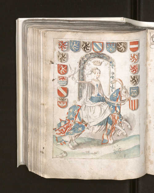 Maria van Bourgondië op een middeleeuws handschrift. (Bron: ?)