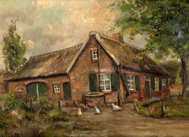 Piet Gurtjes' boerderij (olieverfschilderij van Th. v.d. Biezen)