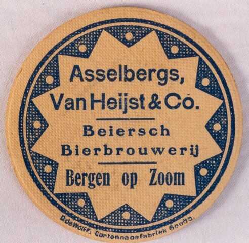 Een viltje van de Bergen op Zoomsche Beijersch Bierbrouwerij Asselbergs, Van Heijst & Co. (Bron: datum onbekend, Bierreclamemuseum)