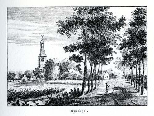 De Willibrorduskerk in 1799 (Bron: Stadsarchief Oss)