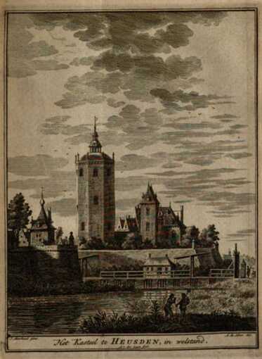 “Het Kasteel te Heusden in welstand” (Bron: Jacob van Oudenhoven, Beschryvinge der stadt Heusden, 1743)
