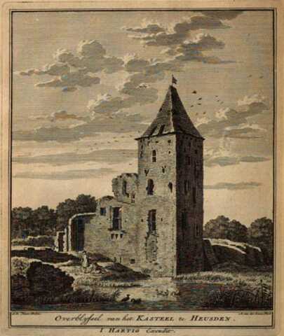 “Overblyfsel van het Kasteel te Heusden”, (Bron: Jacob van Oudenhoven, Beschryvinge der stadt Heusden, 1743).
