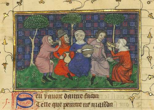 Brood snijden middeleeuws manuscript