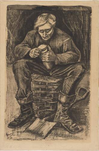 Vincent van Gogh, Man die zijn brood snijdt, 1882