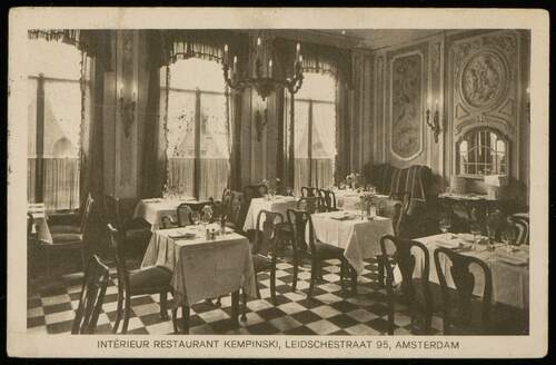 Restaurant Kempinski in Amsterdam, uitgebaat door Paul Danby. (Bron: Stadsarchief Amsterdam, 1928)