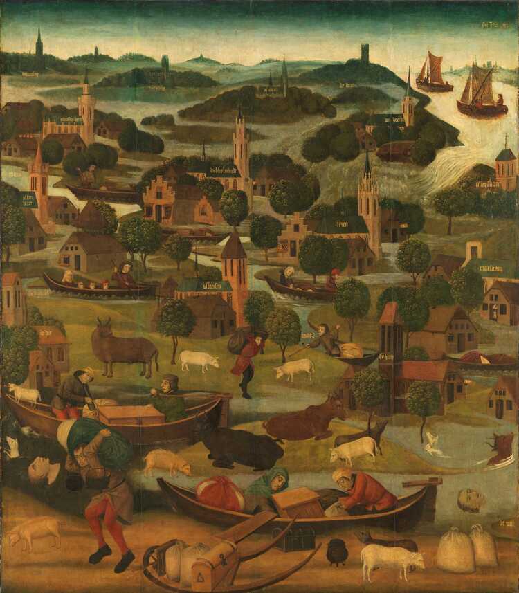 Drieluik met schildering van de Sint-Elisabethsvloed. (Bron: Anoniem, 1490-1495, Rijksmuseum)vloed.jpg