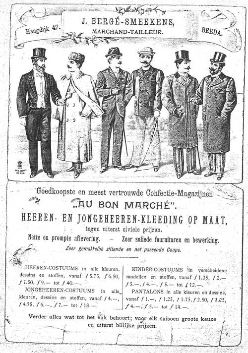 Reclamekaart van Au Bon Marché uit 1899. (Bron: collectie familie Bergé, Stadsarchief Breda)