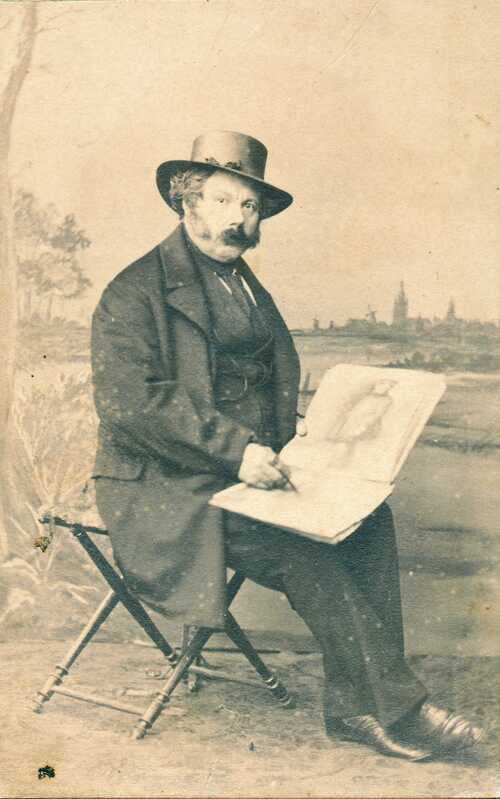 Zelfportret van de schilder en fotograaf Christiaan Cornelis Kannemans. Gemaakt in zijn eigen studio rond 1870-1884. (Foto: Collectie Stedelijk Museum Breda, langdurig bruikleen Stichting Stedelijk Museum)